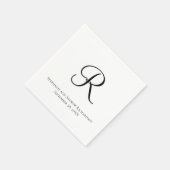 Serviette En Papier Script Monogramme noir blanc élégant mariage servi (Coin)