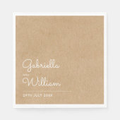 Serviette En Papier Script naturel Rustique Kraft (Devant)