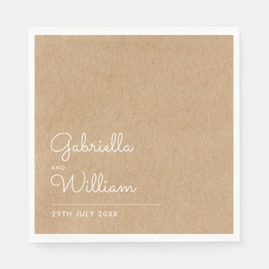 Serviette En Papier Script naturel Rustique Kraft (Devant)