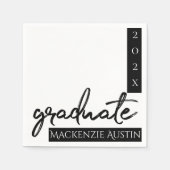 Serviette En Papier Script noir diplômé | Classic Keepsaké avec année (Devant)