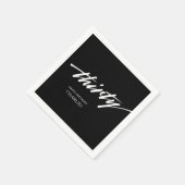 Serviette En Papier Script noir minimal 30e fête d'anniversaire (Coin)