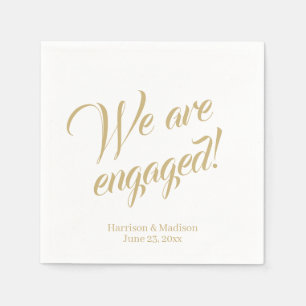 Serviette En Papier Script or fiançailles noms personnalisés Élégant c