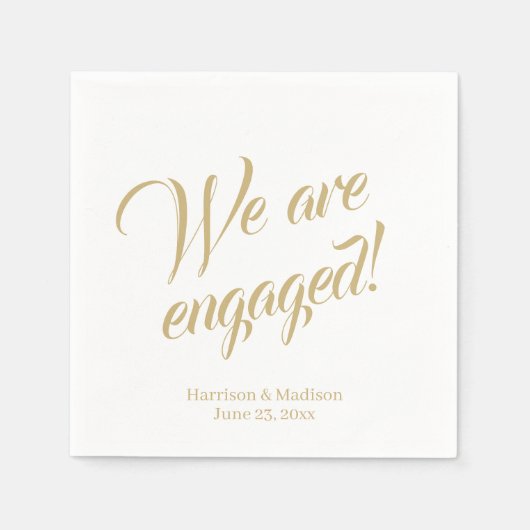 Serviette En Papier Script or fiançailles noms personnalisés Élégant c (Devant)