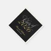 Serviette En Papier Script Or Noir Promotion 2026 Diplôme (Coin)