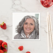 Serviette En Papier Script photo de 60e anniversaire (En situation)