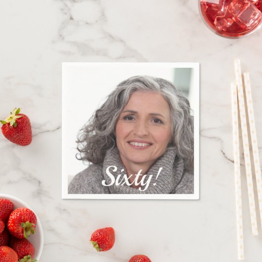 Serviette En Papier Script photo de 60e anniversaire (En situation)