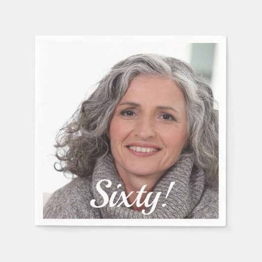 Serviette En Papier Script photo de 60e anniversaire (Devant)