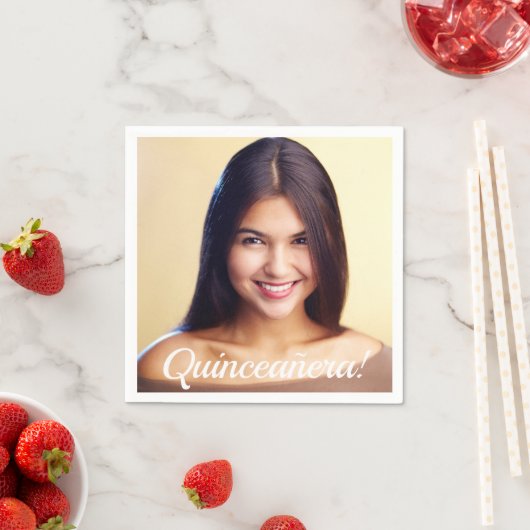 Serviette En Papier Script photo personnalisé du parti Quinceanera (En situation)