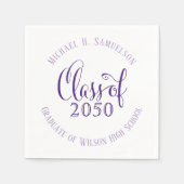 Serviette En Papier Script Purple Graduation Party personnalisé (Devant)
