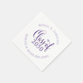 Serviette En Papier Script Purple Graduation Party personnalisé (Coin)