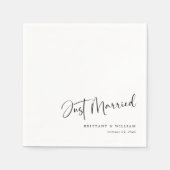 Serviette En Papier Script romantique chic moderne juste marié Mariage (Devant)