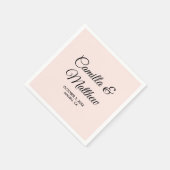 Serviette En Papier Script romantique rose clair Mariage personnalisé (Coin)