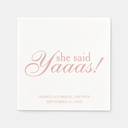 Serviette En Papier Script Rose Elle A Dit Yaaas ! Mariage Fête des ma (Devant)