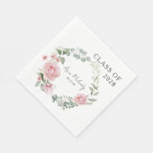 Serviette En Papier Script Roses Roses Modernes Classe de Diplômé (Coin)