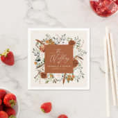 Serviette En Papier Script rustique mariage botanique en terre cuite é (En situation)