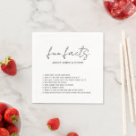 Serviette En Papier Script rustique Mariage moderne<br><div class="desc">Serviettes mariages modernes avec un design simple avec "faits amusants" dans un style rustique typographie de script en noir et blanc. Ces serviettes élégantes à disposition minimaliste sont parfaites pour n'importe quel style de mariage.</div>