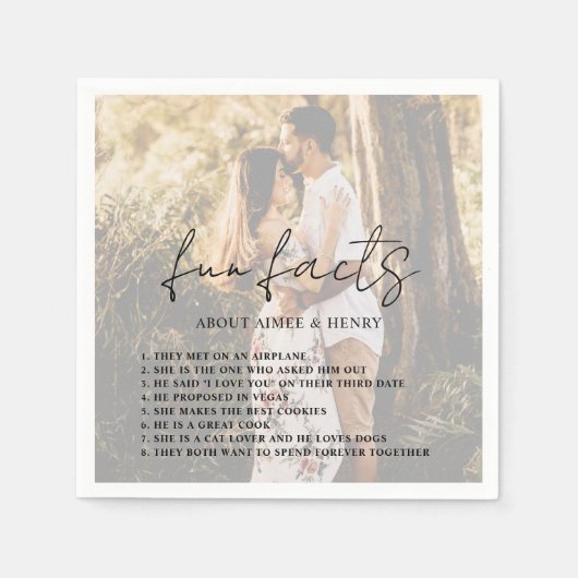 Serviette En Papier Script rustique Photo Mariage moderne (Devant)