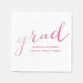 Serviette En Papier Script Shimmer rose chaud Graduation blanche (Devant)