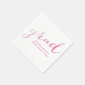 Serviette En Papier Script Shimmer rose chaud Graduation blanche (Coin)