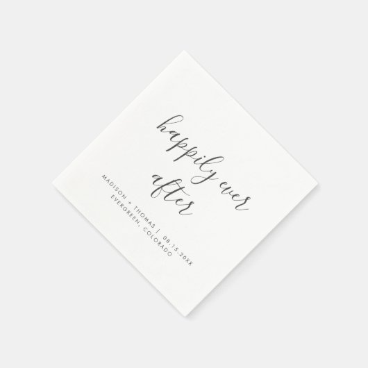 Serviette En Papier Script simple et élégant heureux après le Mariage (Coin)