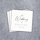 Serviette En Papier Script simple et élégant Mariage noir et blanc