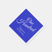 Serviette En Papier Script simple et moderne Royal Blue 100e anniversa (Coin)