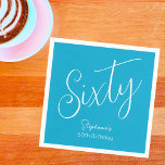 Serviette En Papier Script simple moderne Aqua Blue 60th Birthday Part<br><div class="desc">Simply Modern Script Aqua Blue 60th Birthday Party Napkins Special unique Aqua Blue anniversaire Napkins spécialement conçu pour vos amis qui sont en train de tourner le merveilleux jalon de 60! Ces serviettes personnalisées ajoutent une touche parfaite aux paramètres de votre table de fête d'anniversaire. Planifiez votre fête avec plus...</div>