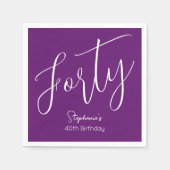 Serviette En Papier Script simple moderne Automne Purple 40e anniversa (Devant)