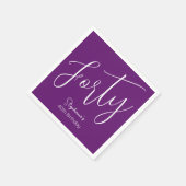 Serviette En Papier Script simple moderne Automne Purple 40e anniversa (Coin)