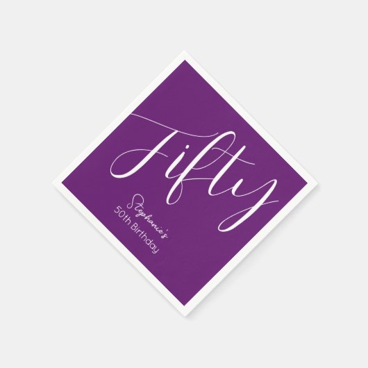 Serviette En Papier Script simple moderne Automne Purple 50e anniversa (Coin)