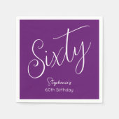 Serviette En Papier Script simple moderne Automne Purple 60e anniversa (Devant)
