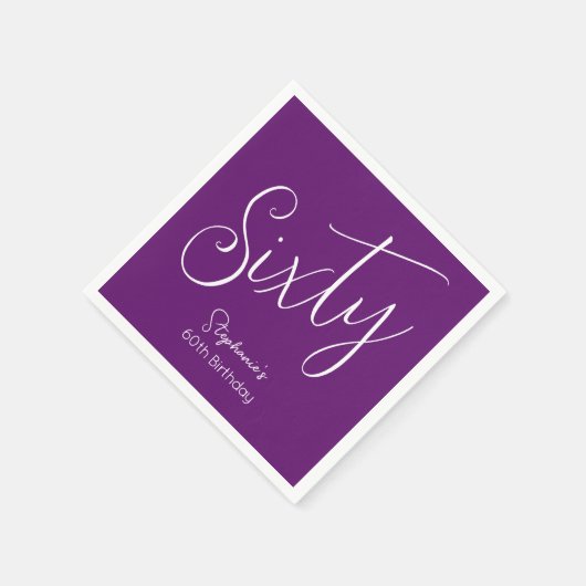 Serviette En Papier Script simple moderne Automne Purple 60e anniversa (Coin)