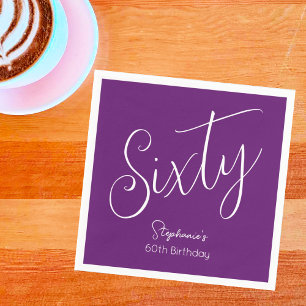 Serviette En Papier Script simple moderne Automne Purple 60e anniversa