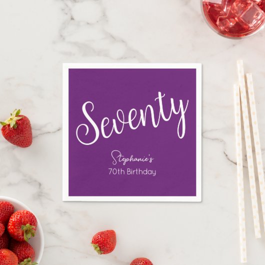 Serviette En Papier Script simple moderne Automne Purple 70e anniversa (En situation)