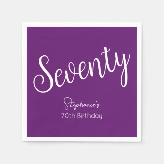 Serviette En Papier Script simple moderne Automne Purple 70e anniversa (Devant)