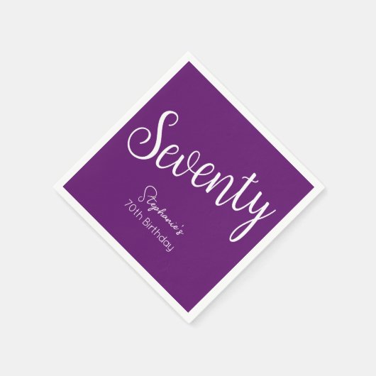 Serviette En Papier Script simple moderne Automne Purple 70e anniversa (Coin)