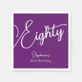 Serviette En Papier Script simple moderne Automne Purple 80e anniversa (Devant)
