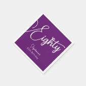 Serviette En Papier Script simple moderne Automne Purple 80e anniversa (Coin)