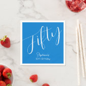 Serviette En Papier Script simple moderne bleu 50e anniversaire (En situation)