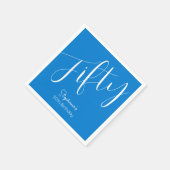 Serviette En Papier Script simple moderne bleu 50e anniversaire (Coin)