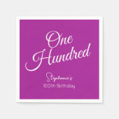 Serviette En Papier Script simple moderne rose foncé 100e anniversaire (Devant)