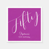 Serviette En Papier Script simple moderne rose foncé 50e anniversaire (Devant)