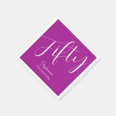 Serviette En Papier Script simple moderne rose foncé 50e anniversaire (Coin)