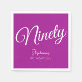 Serviette En Papier Script simple moderne rose foncé 90e anniversaire (Devant)