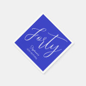Serviette En Papier Script simple moderne Royal Blue 40th Birthday (Coin)
