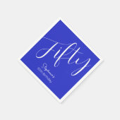 Serviette En Papier Script simple moderne Royal Blue 50th Birthday (Coin)