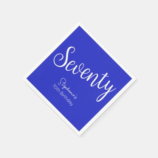 Serviette En Papier Script simple moderne Royal Blue 70th Birthday (Coin)