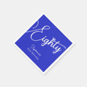 Serviette En Papier Script simple moderne Royal Blue 80th Birthday (Coin)