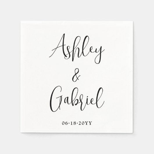 Serviette En Papier Script tendance Calligraphie Simple Mariage modern (Devant)