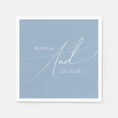 Serviette En Papier Script Whimsical | Dusty Blue Mariage (Devant)